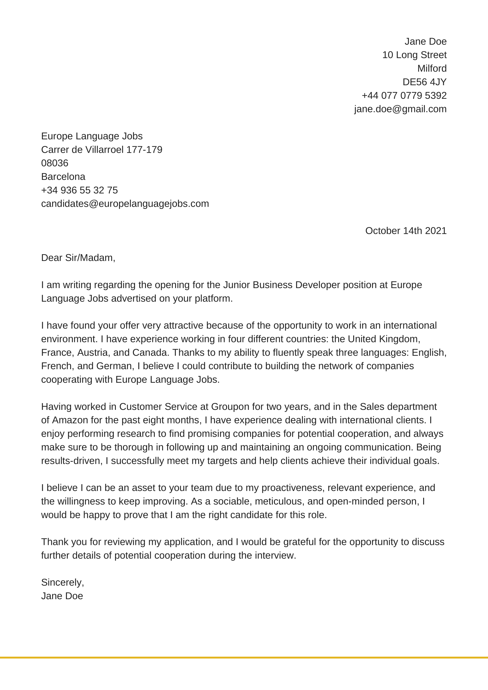 infographic example cover letter template